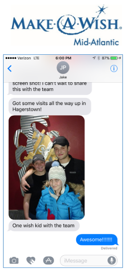 Chipotle staff with Make-A-Wish Mid-Atlantic wish kid in Hagerstown